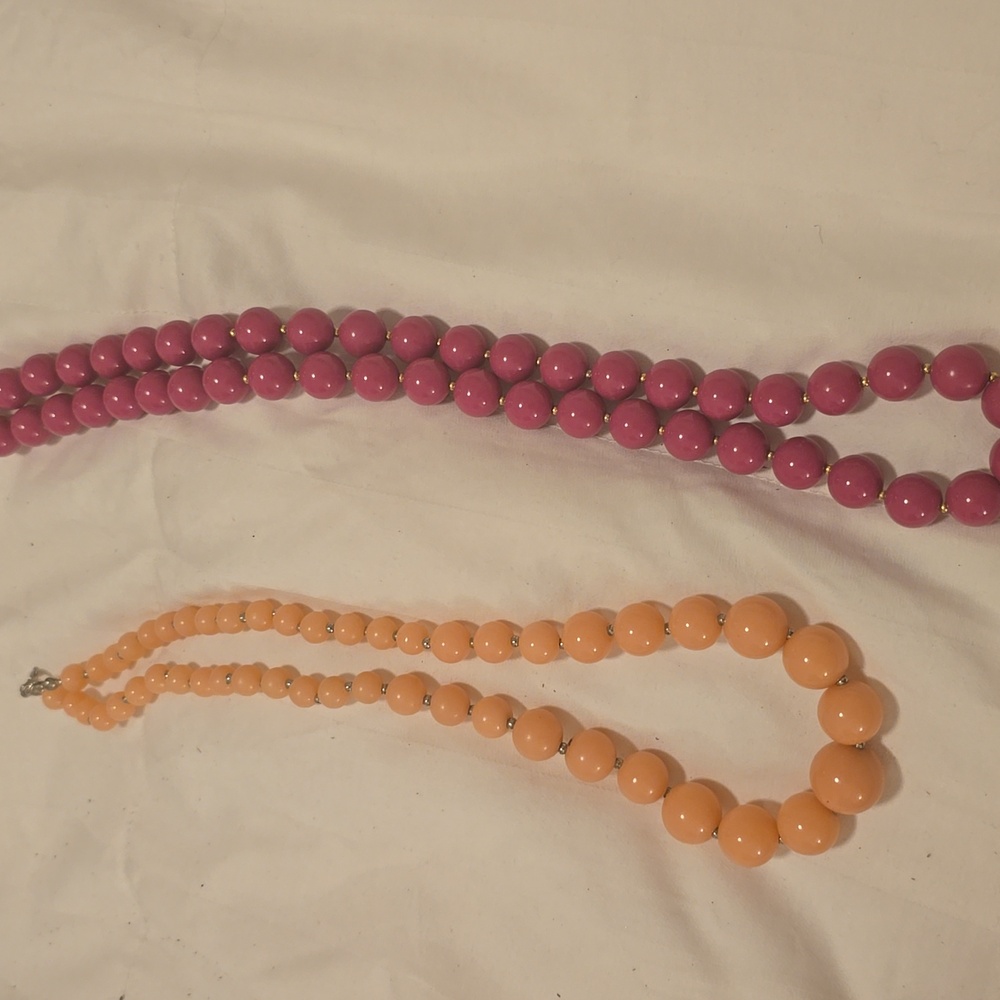 Elegant Pink and Orange Beaded Necklace Set